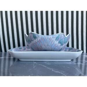 Vintage Toyo China Decor - Hand Painted Floral Tray and Bowl Set